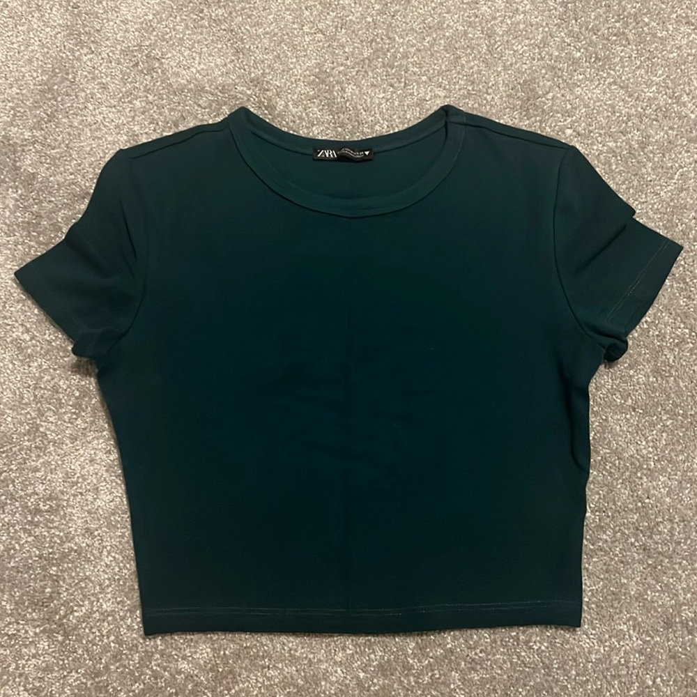 Zara dark green cropped top